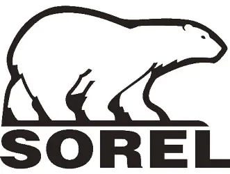 Logo Sorel avec ours polaire stylisé.